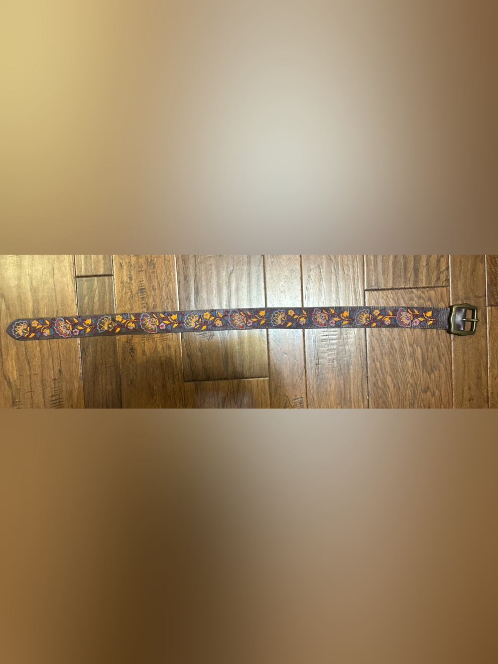 Lucky Brand Colorful Floral Embroidered Leather Belt - Size Small